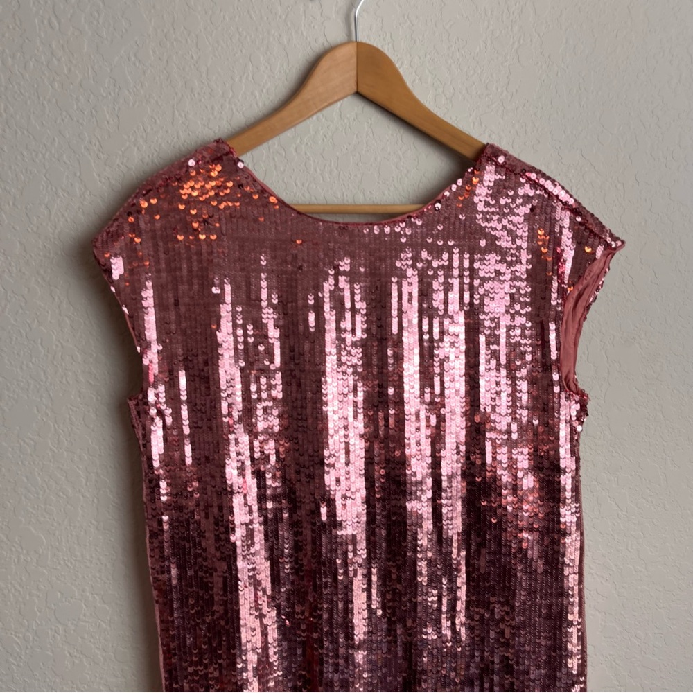 Anthropologie Maeve Kara Sequin Dress Small S Rose Pink Mini Shift Women’s - Picture 3 of 9